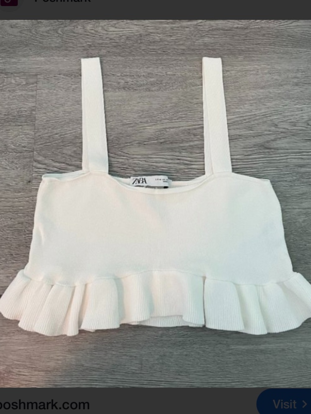 Zara White Ruffled Women's Crop Top